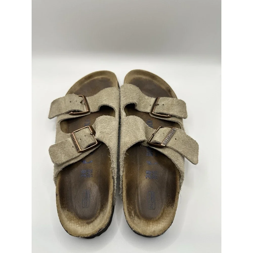 Birkenstock Arizona sandals Suede Leather Taupe Women's 7 And Eu38